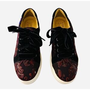 Naturalizer Morrison Velvet & Embroidered‎ Sequins Sneakers Lace Up Size 7